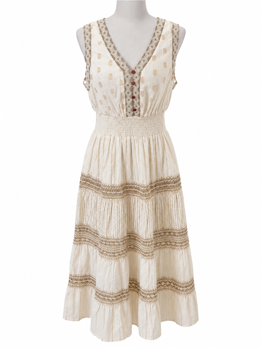 NAOO Nation Air Outfits 1X Cotton Boho Tiered Midi Dress